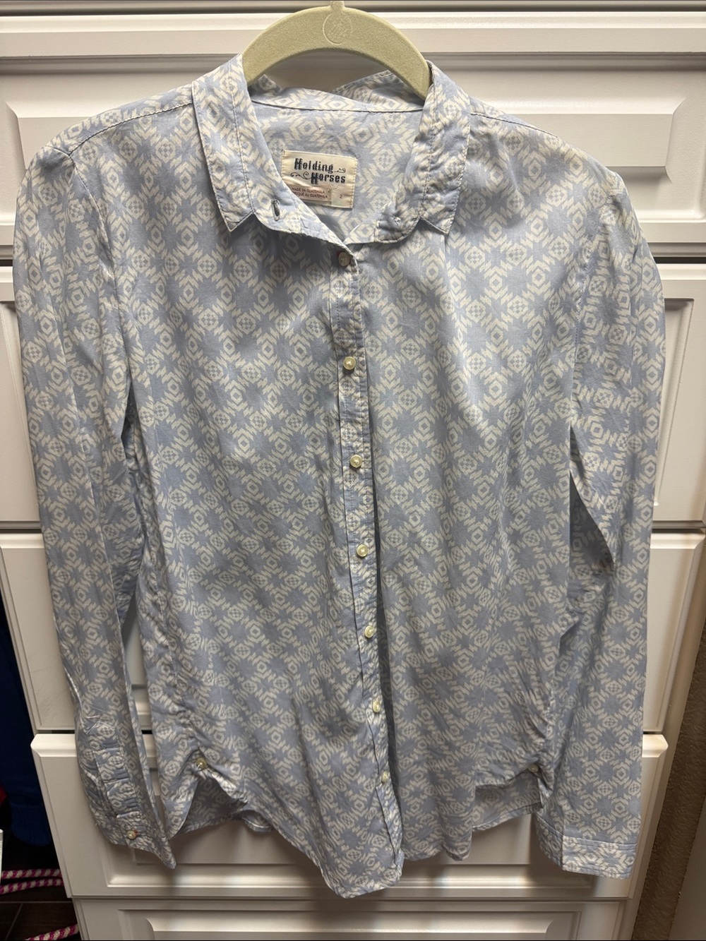 Holding Hirses Light Blue & White Geometric Button-Down Shirt